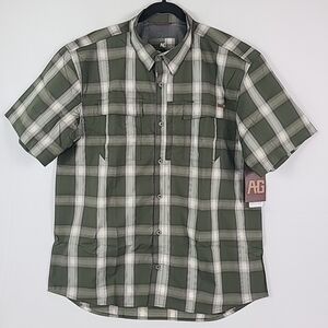 NWT AG Gear Haybaler Acre Short Sleeve Moss Green Plaid Shirt Sz XL